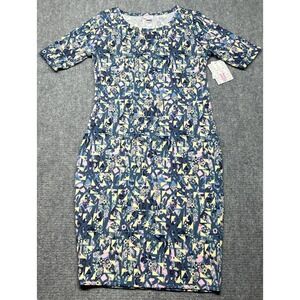 LulaRoe Julia Dress Womens M Multicolor Floral Round Neck Short Sleeve New